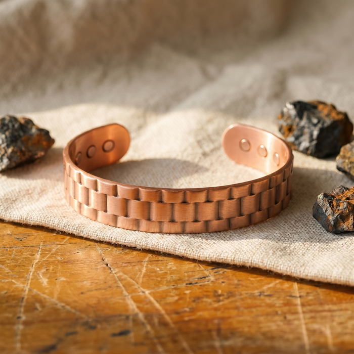 Cobre y Alma Pulsera de Cobre para Hombre de Mineral de Alma de Cobre