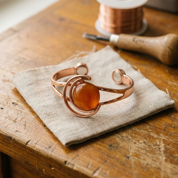 Cobre y Alma Pulsera de Cobre con Esfera de Alma Naranja